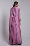 Shop_Suruchi Parakh_Purple Crepe Sequins Square Neck Pre-draped Lehenga Saree Set _at_Aza_Fashions