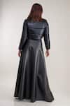 Shop_Pooja Bagaria_Black Faux Leather Slit Detail Pu Skirt_at_Aza_Fashions