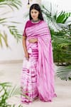 Shop_Cupid Cotton_Fuchsia Silk Cotton Tie Dye Round Pattern Saree With Blouse _at_Aza_Fashions