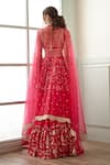 Shop_Studio Iris India_Pink Viscose Georgette Embroidery Sequins Afreen Floral Bridal Lehenga Set _at_Aza_Fashions