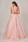 Shop_Tamaraa By Tahani_Pink Organza, Turkish Satin Cutdana, Isla Corset Fit And Flare Embellished Gown _at_Aza_Fashions