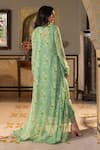 Shop_suruchi parakh_Green Georgette Printed And Hand Embellished Floral Jacket Draped Skirt Set_at_Aza_Fashions