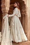 Shop_PREEVIN_Off White Lehenga And Blouse Cotton Mulmul Geometrical Pattern Set  _at_Aza_Fashions