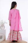 Shop_Kalp_Pink Cotton, Lurex Embroidery, Gota Patti Gulbahar Kurta Sharara Set_at_Aza_Fashions
