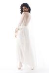 Shop_Aroka_White Pure Silk Organza Plain Open Neck Halo Overlay Shrug _at_Aza_Fashions