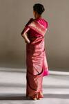 Shop_Mimamsaa_Magenta Tasia Brocade Silk Saree With Unstitched Blouse Piece_at_Aza_Fashions