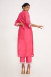 Shop Asaga Pink Chanderi, Organza, Muslin Embroidery Round Neck Nova Floral Kurta Set at Aza Fashions Shop_Asaga_Pink Chanderi, Organza, Muslin Embroidery Round Neck Nova Floral Kurta Set _at_Aza_Fashions