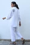 Shop_Linen Bloom_White Linen Embroidery Collared Floral Shirt _at_Aza_Fashions