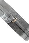 Shop_Trov_Grey Luca Croc Embossed Leather Buckle Belt _at_Aza_Fashions