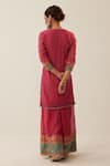 Shop_Shrutkirti_Pink Chanderi Silk Embroidered Aari Round Kurta Sharara Set  _at_Aza_Fashions