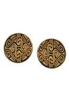 Shop_Palace Of Silver_Gold Plated Puzzle Round Stud Earring_at_Aza_Fashions