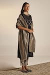 Buy_Shorshe Clothing_Silver Handloom Tissue Hand Block Print Paisley Dupatta _at_Aza_Fashions