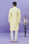 Shop_Arihant Rai Sinha_Yellow Jacquard Banarasi Silk Pintucks Geometric Pattern Long Sleeved Kurta _at_Aza_Fashions
