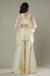 Shop_I Am Design_Ivory Raw , Organza French Vanilla Embroidered Palazzo Set With Kaftan _at_Aza_Fashions