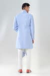 Shop_Amrit Dawani_Blue Silk Embroidery Motif Extended Lapel Attached Kurta With Trouser _at_Aza_Fashions