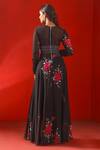 Shop_Isha Gupta Tayal_Black Georgette Print Floral Round Neck Magnolia Anarkali Set _at_Aza_Fashions