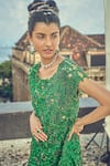 Shop_Surily G_Green Organza Embroidered Floral Cutwork Tunic  _at_Aza_Fashions