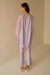 Shop_Betrue_Purple Chanderi Cotton, Silk Chains Round Neck Shibori Pattern Top And Pant Set _at_Aza_Fashions