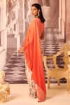 Shop_Gauri Dhawan_Orange Handcrafted Cotton Textile And Knit Myrine Draped Tunic & Flared Pant Set_at_Aza_Fashions