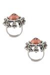 Shop_Tribe Amrapali_Red Enamel Ghungroo Drop Toe Ring - Single Pc _at_Aza_Fashions