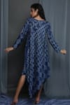 Shop_Krishna Mehta_Blue Chanderi Printed Floral Abstract Round Asymmetrical Tunic _at_Aza_Fashions