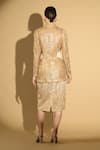 Shop_Geisha Designs_Beige Nylon Embroidered Sequins Shawl Lapel Jacket And Skirt Set  _at_Aza_Fashions