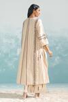 Shop_Ikai_Beige 100% Cotton Applique Nile Straight Pant  _at_Aza_Fashions