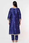 Shop_Mehak Murpana_Blue Raw Silk Embroidery Floral V Neck Kurta And Pant Set _at_Aza_Fashions