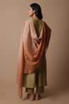 Shop_Rhua_Green Silk, Cotton, Silk, Tissue, Nimai Yoke Kurta Set _at_Aza_Fashions