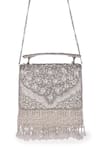 5elements_Silver Embroidery Floral Clutch _Online_at_Aza_Fashions