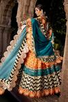 The Royaleum_Multi Color Anarkali- Upada Silk Printed Floral Scallop V With Dupatta _Online_at_Aza_Fashions