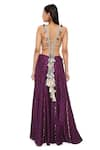 Payal Singhal_Purple Georgette Embroidery Mirror Round Asymmetric Choli And Sharara Set _Online_at_Aza_Fashions