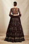 Shop_Astha Narang_Brown Net Embroidered Nakshi Illusion Botanic Lehenga Set _at_Aza_Fashions