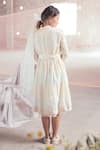 Shop_Itr by Khyati Pande_Off White Handwoven Handloom Cotton Silk Hand Block Print Confetti Wrap Dress_at_Aza_Fashions