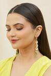 Shop_Just Shradhas_Gold Plated Pearls, Beads, Gota Patti Kundan Tiered Earrings _at_Aza_Fashions