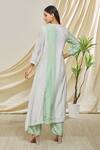 Shop_Peenacolada_Green Cotton, Silk Embroidery Boat Neck Resham Work Panelled Kurta And Pant Set _at_Aza_Fashions