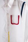 Shop_Lil Angels_White Cotton Button Down Contrast Cuff Shirt _at_Aza_Fashions