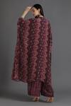 Shop_Preeti S Kapoor_Wine Crepe Tassels Round Neck Irha Floral Honeycomb Print Kaftan With Pant_at_Aza_Fashions