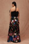 Shop_Shriya Som_Black Tulle Applique Faux Feather Open Neck Bandeau Top  _at_Aza_Fashions