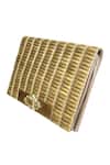 Shop_Kokommo_Gold Embellished Metallica Hand Embroidered Clutch _at_Aza_Fashions