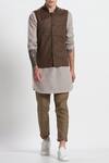 Buy_Son of A Noble Snob_Brown Linen Nehru Jacket_at_Aza_Fashions