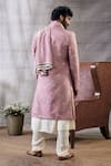 Shop_Soup By Sougat Paul_Pink Muslin Embroidery Sarouk Geometric Print Sherwani Set _at_Aza_Fashions
