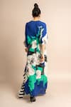 Shop_Nupur Kanoi_Blue Crepe Digital Print Floral Pattern V Neck Hanki Floret Dress  _at_Aza_Fashions