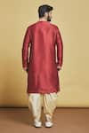 Shop_Arihant Rai Sinha_Maroon Silk Embroidery Thread Collar Kurta And Dhoti Pant Set _at_Aza_Fashions