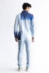Shop_Kaha_Blue 100% Cotton Slub Plain Araceli Ombre Effect Shirt With Trouser _at_Aza_Fashions