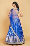 Shop_Amrin khan_Blue Blouse Velvet Hand Floral Pattern Bridal Lehenga Set  _at_Aza_Fashions