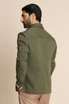 Shop_Gargee Designers_Green Poly Viscose Knit Button Front Shacket Top _at_Aza_Fashions