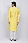 Shop_Arihant Rai Sinha_Yellow Art Silk Patterned Asymmetric Kurta Set_at_Aza_Fashions