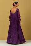 Shop_Ikshita Choudhary_Purple Chanderi Embroidery V-neck Anarkali With Dupatta _at_Aza_Fashions