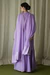 Shop_Kanika Sharma_Purple Kurta And Sharara  Chanderi Silk Embroidered Pearl Mandarin Placket Set _at_Aza_Fashions